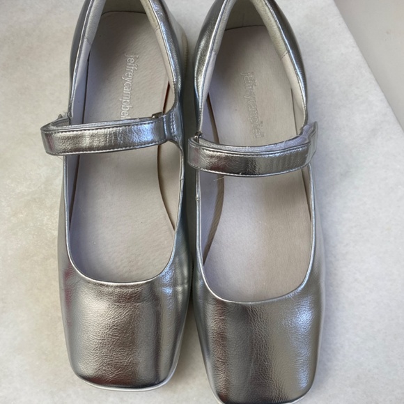 Jeffrey Campbell Coppelia Mary Jane Flat Silver White - 9 - Picture 3 of 6